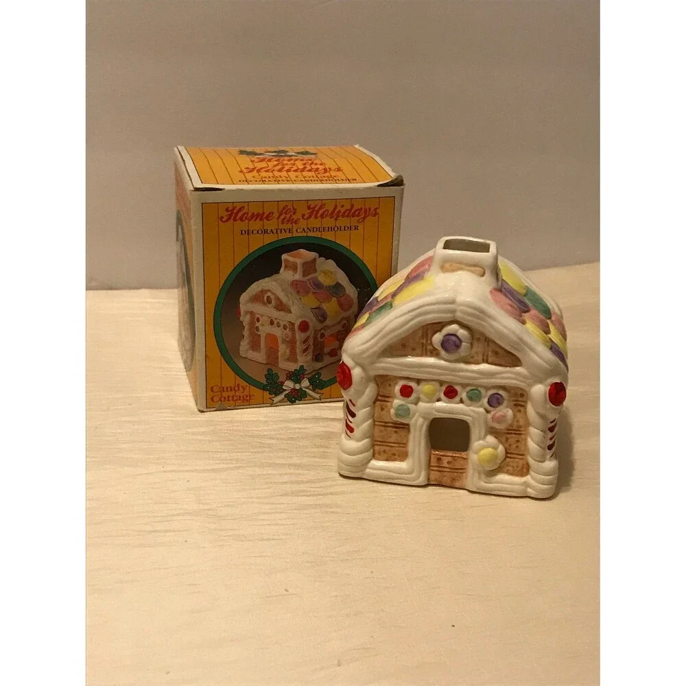 Home for the Holidays Candy Cottage Decorative Candleholder